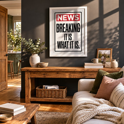 Breaking News Type Typography - Framed Print