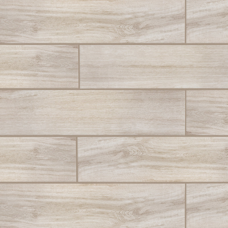 Llama 9" x 36" Porcelain Wood Look Wall and Floor Tile, Almond