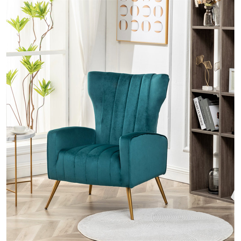 Ceijay Velvet Armchair, Bluish Velvet