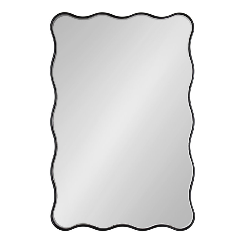 Scalloped Rectangle Bathroom Mirror, Black, 36" x 24"