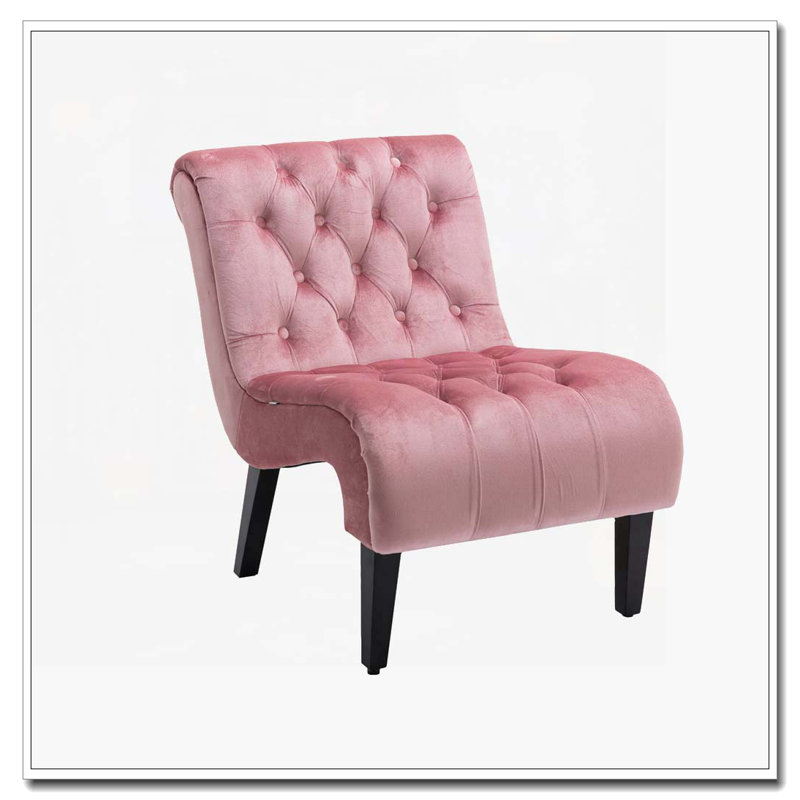 Chaise de salon en velours sans accoudoirs, Rose