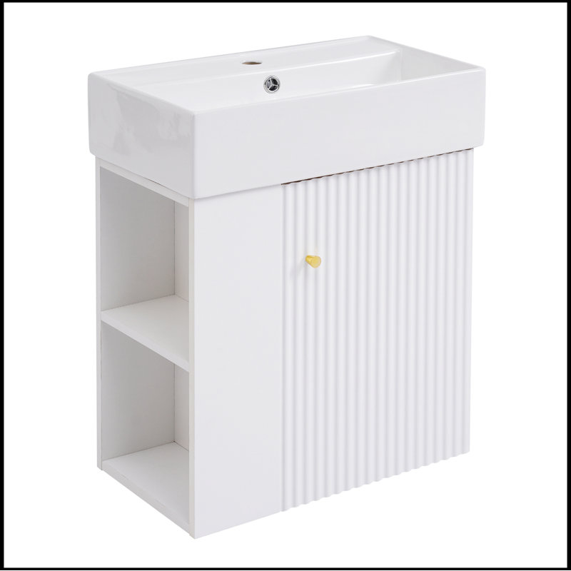 Meuble-lavabo simple 21,6 po avec plateau en céramique Saimir