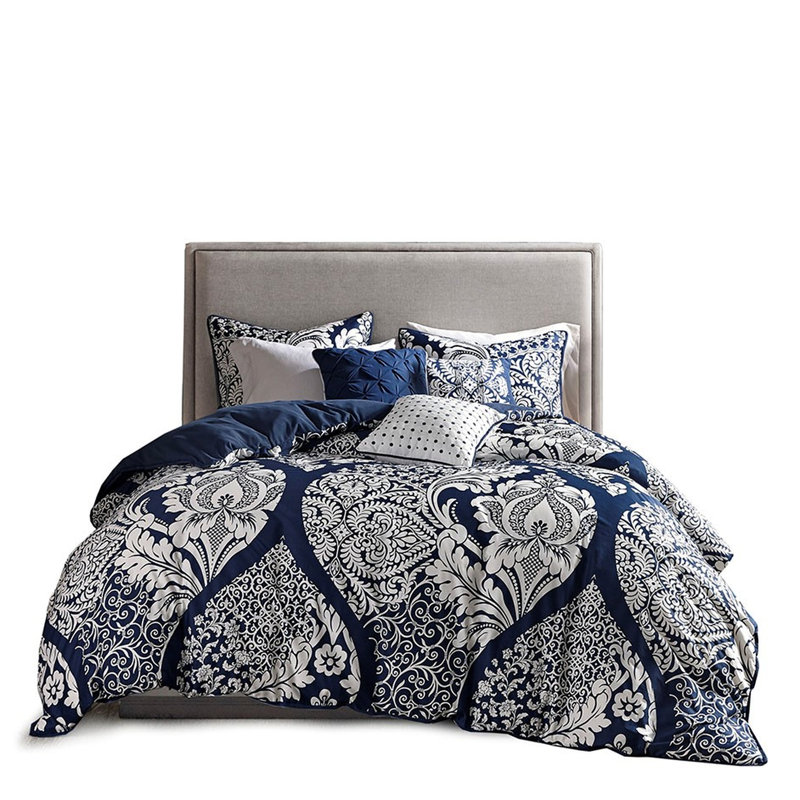 Housse de couette pour lit double / grand avec fermeture à boutons 6 pièces