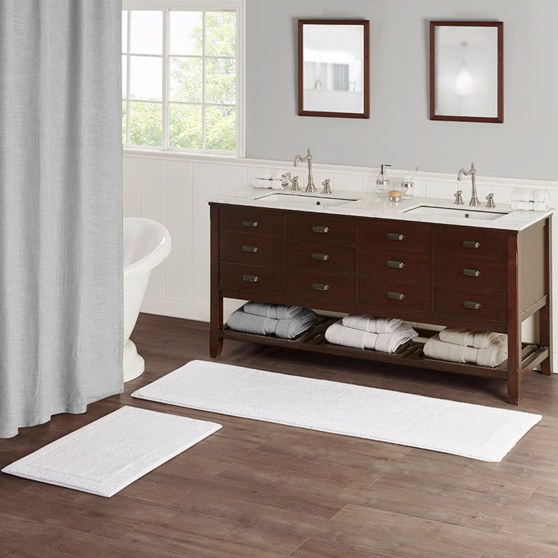 Tapis 100% coton touffeté 3000 g / m² réversible 21 x 34 po, Ensemble de 2 - L 34 po x l 21 po