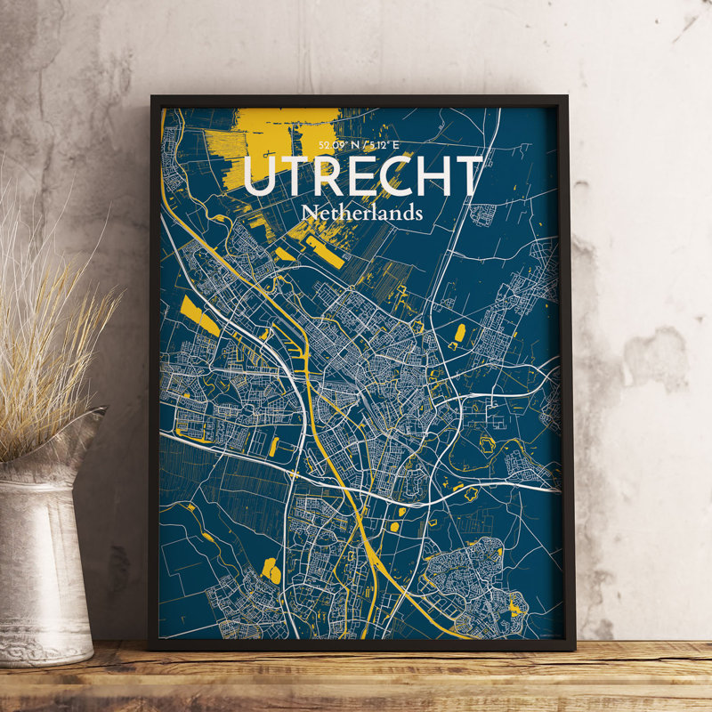 Utrecht City Map - No Frame Print, 70cm H x 50cm W x 0.13cm D