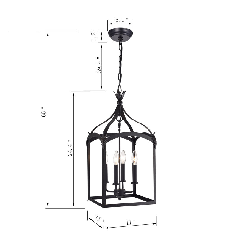 Arminta 4 - Light Black Lantern Pendant