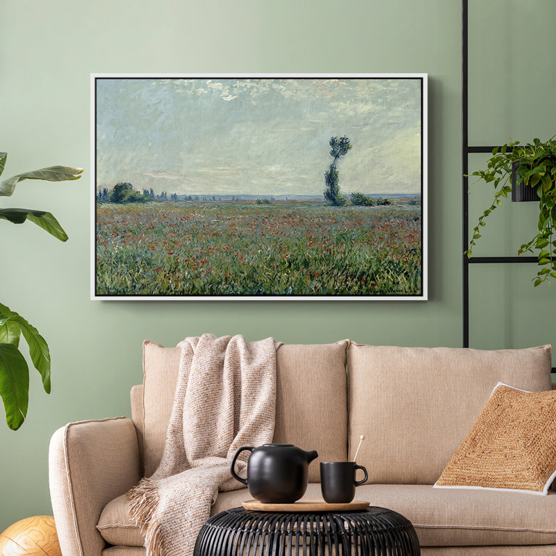 Champ de coquelicots, 1881 - Claude Monet, toile tendue avec châssis, 24 po x 36 po, Blanc