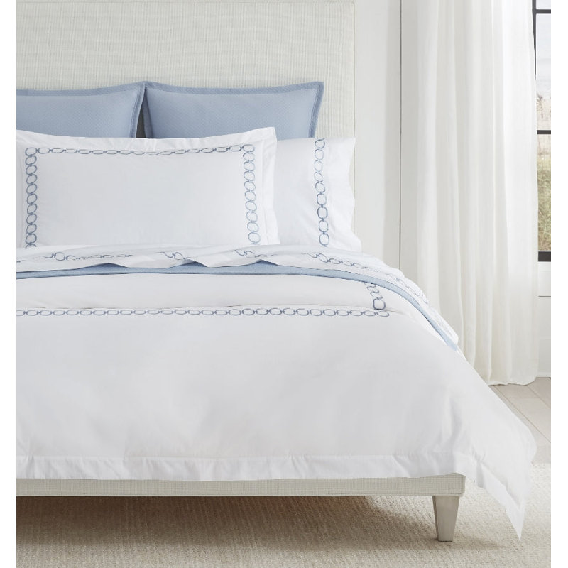 Catena Percale Flat Sheet, King, White/Sea