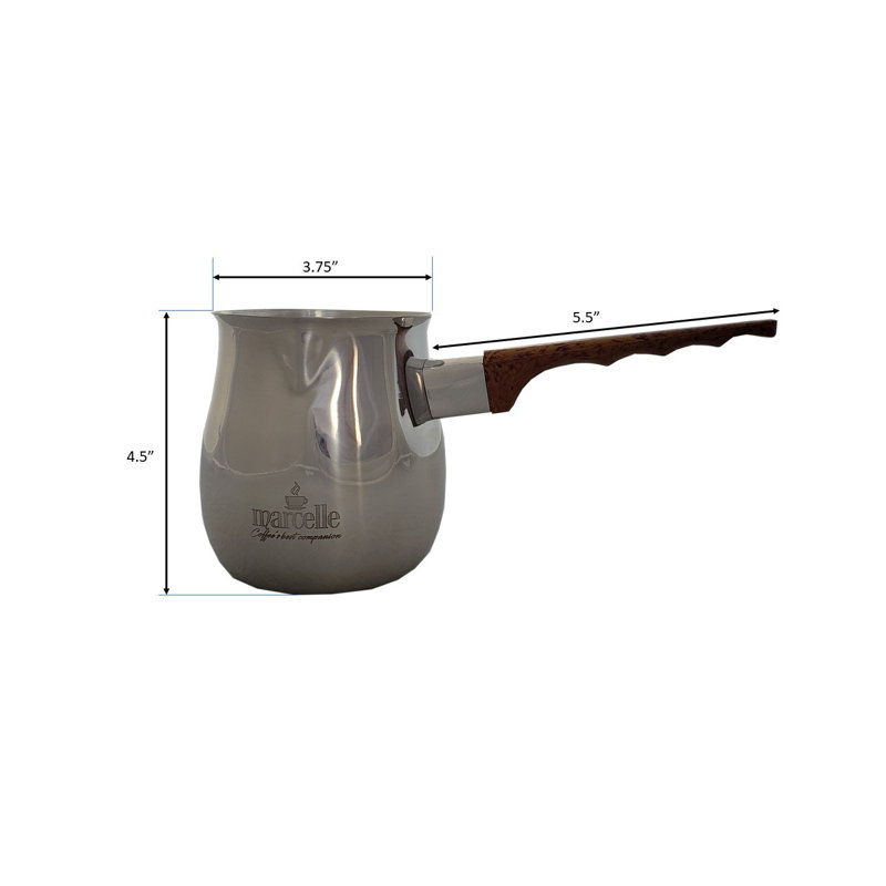 Réchaud à lait / café en acier inoxydable Marcelle, H 4,5 po x l 9,25 po x P 3,75 po