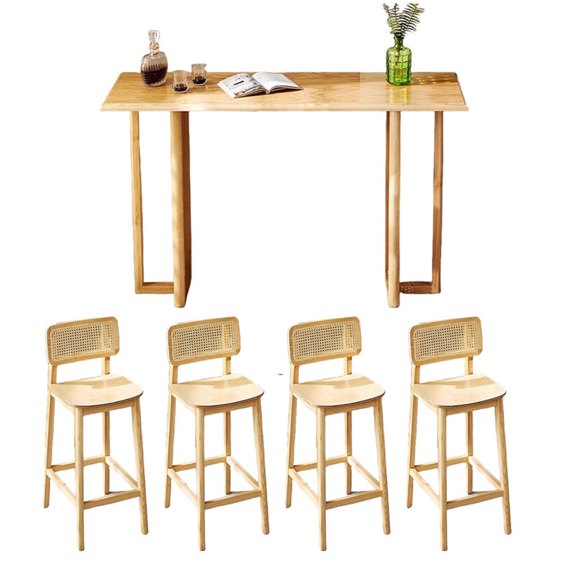 Tables et chaises de comptoir de bar en bois massif, H 39,30 po x l 19,60 po x P 70,80 po
