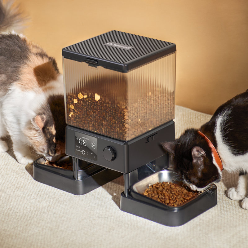 Mangeoire automatique pour chats Oneisall PFD-002 pour 2 chats, distributeur de nourriture sèche pour petits chiens 20 tasses / 5 L / 169 oz, mangeoire pour animaux de compagnie de 0,5 po avec cran programmable 1-6 repas avec alimentation de secours, appel de repas à commande vocale