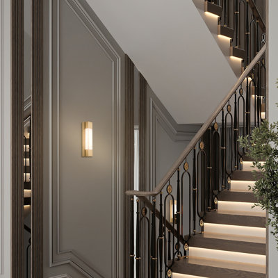 16" Dimmable LED Modern Wall Mounted Sconce With Natural Spanish Marble Shade 5 Colors Adjustable