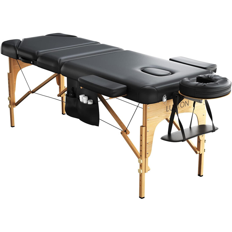 Luxton Home 3-Section Premium Memory Foam Massage Table with Rolling Travel Case - Easy Set Up