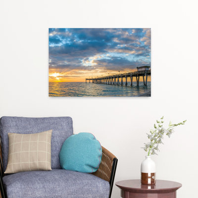 Pier In Atlantic Ocean At Sunset Venice Sarasota County Florida Usa Tranquil Abstract Contemporary Architecture Nature Art