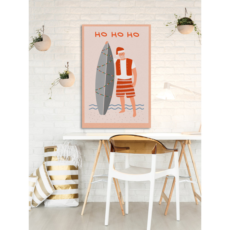 «Surfing Santa», reproduction sur toile tendue, H 18 po x l 12 po x P 1,5 po