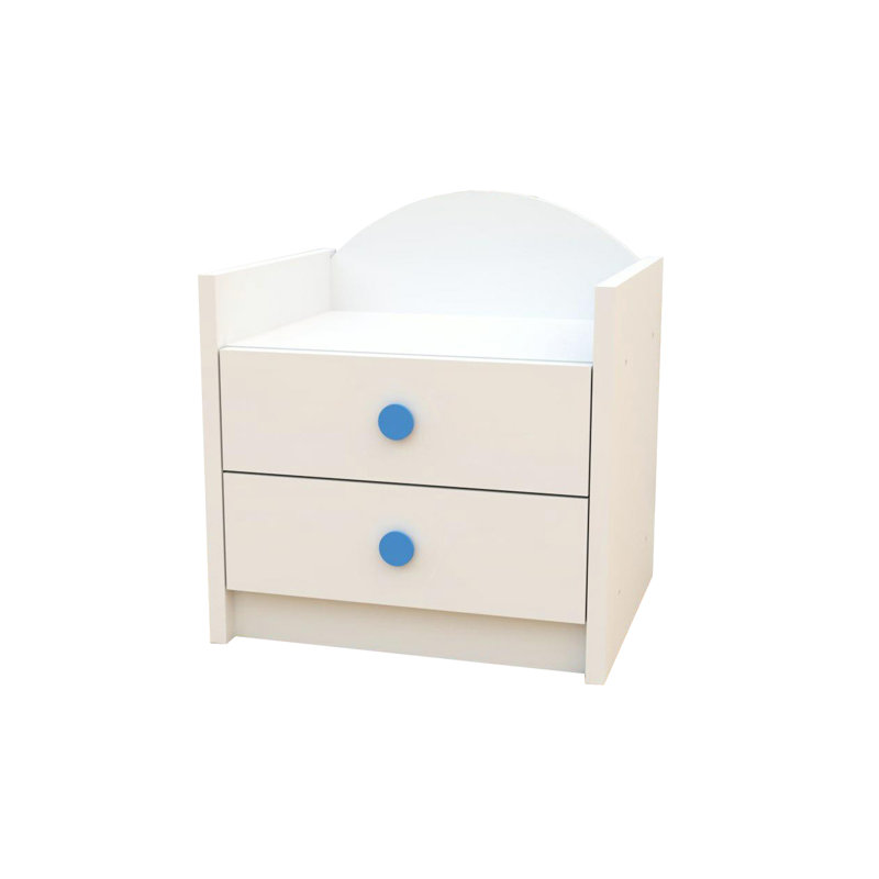 Szn01 bedside table, white, blue handle