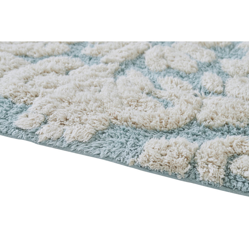 Chemash Premium-Quality 100% Cotton Super Absorbent Machine Washable 5 Piece Bathroom Rug Set, Blue