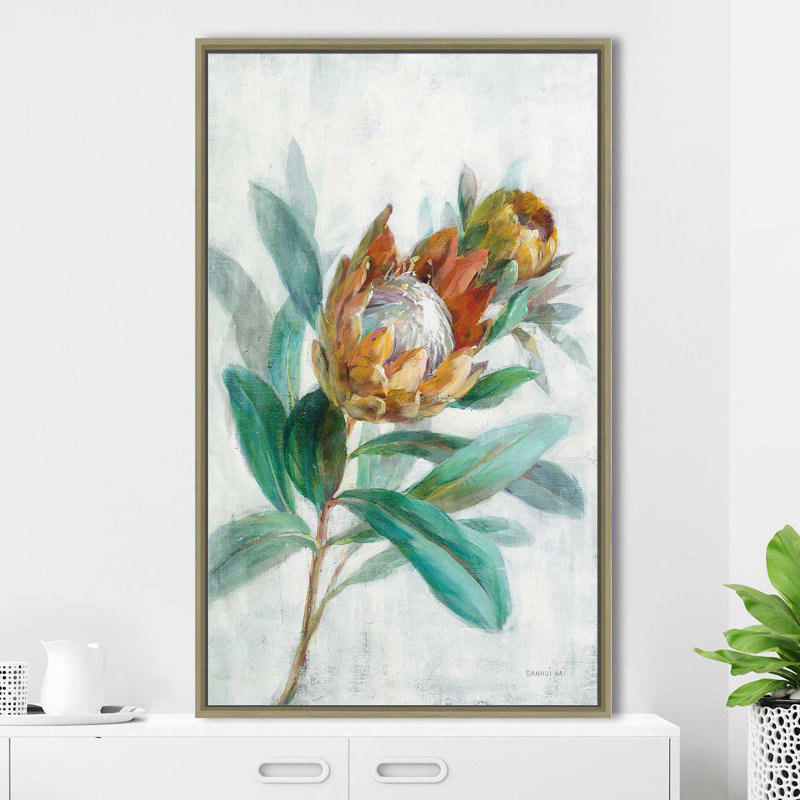 " Tropical Protea ", Champagne Floater Frame, 33.5" H x 21.5" W x 2" D
