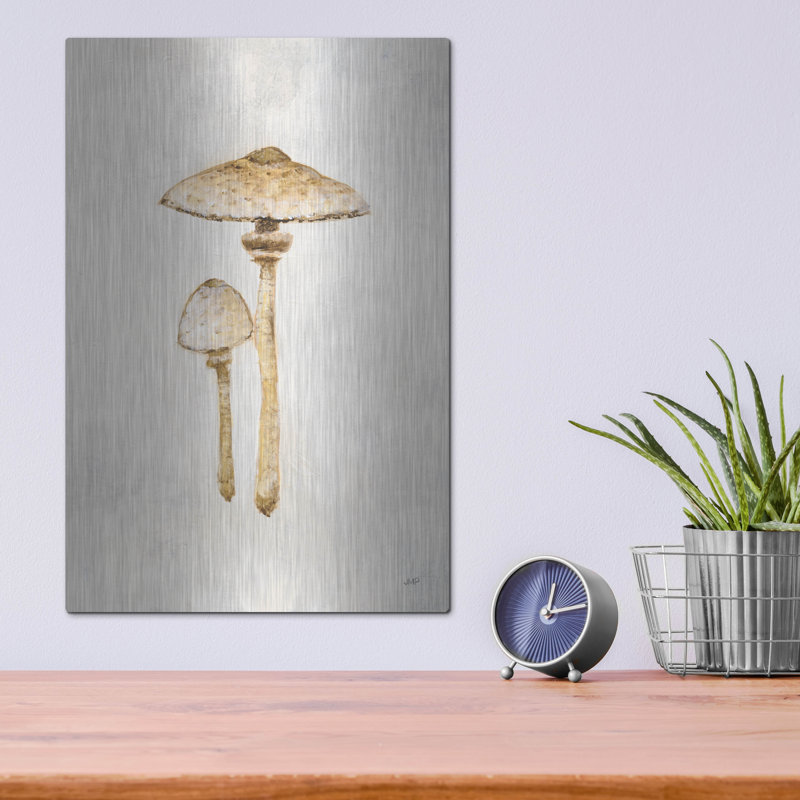 «Woodland Mushroom 1» par Julia Purinton, art mural en métal, H 16 po x l 12 po