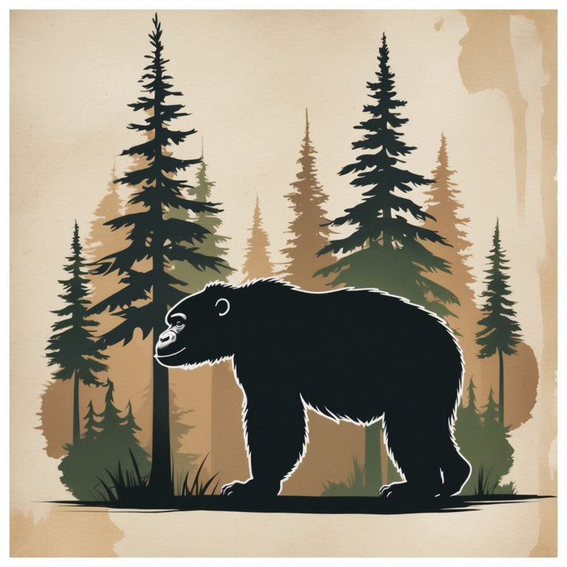 Tapis de bain ours noir en forêt, L 34 po x L 21 po