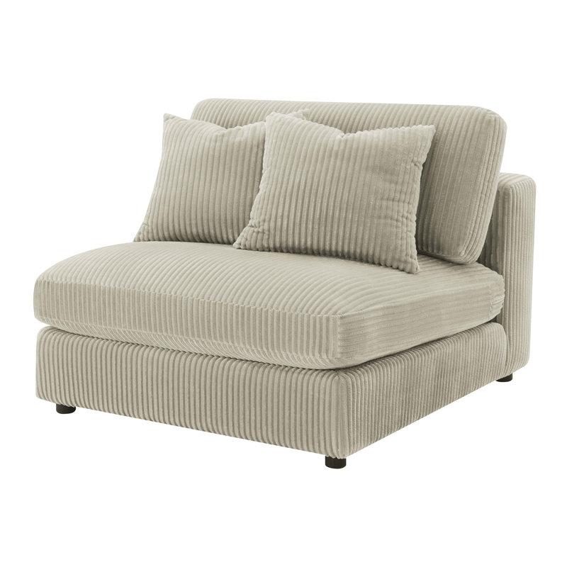 Fauteuil rembourré sans accoudoirs, Velours côtelé beige