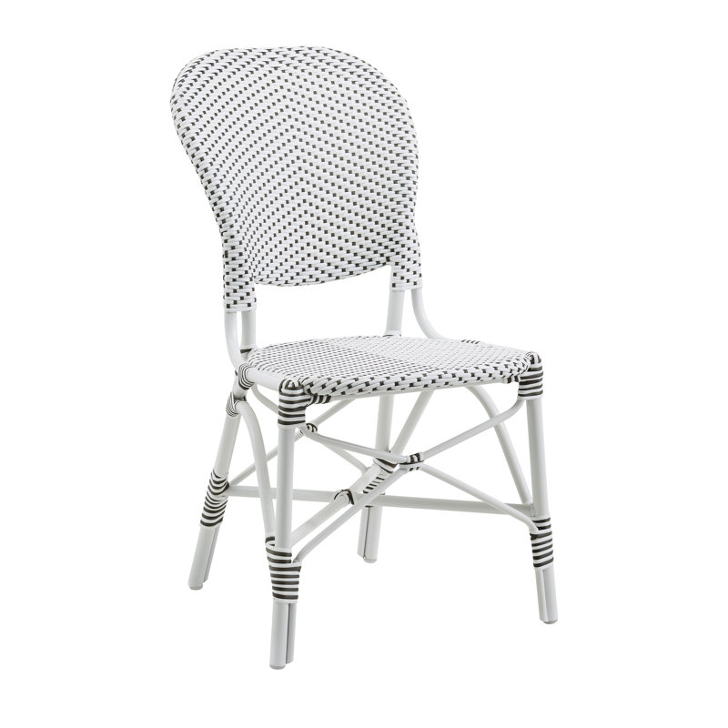 Chaise d'appoint Isabell, Blanc, Blanc à pois cappuccino