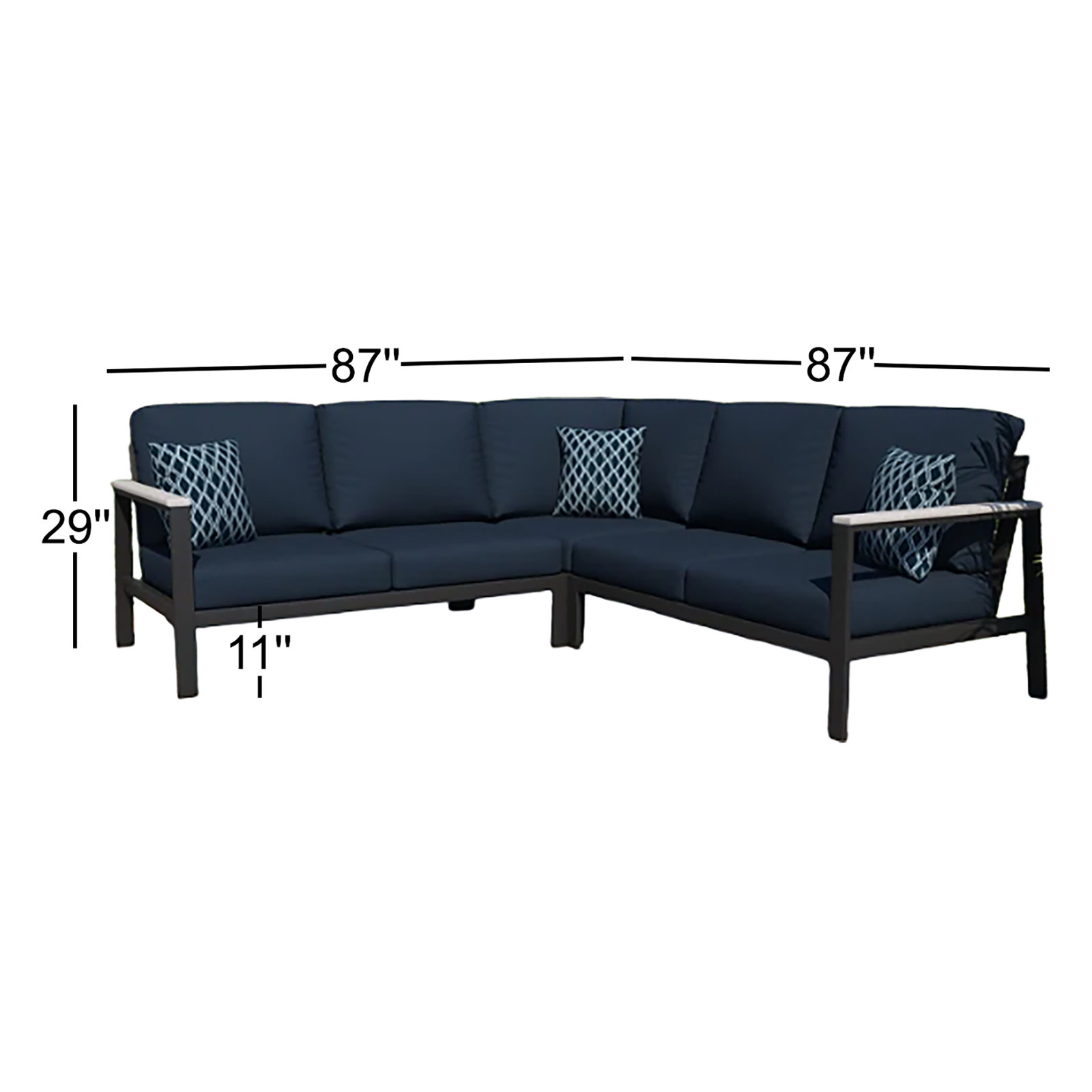 Townsend 87" Sunbrella® Patio Sectional, Canvas Navy Sunbrella® Canvas
