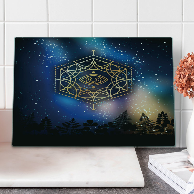 Ambesonne Galaxy Cutting Board Large Size Third Eye Milky Way Multicolor