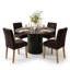 Ensemble de table de salle à manger pour 4 personnes avec table ronde et 4 chaises rembourrées en lin-766956707