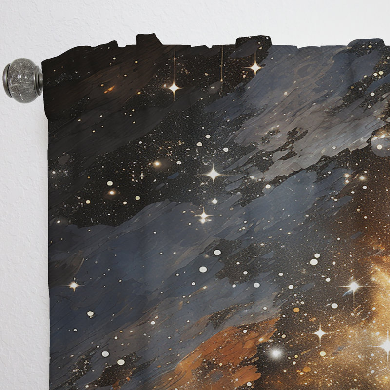 Glennys Abstract Gold And Black Constellation II - Collages Curtain - Velvet Room Darkening - 1 panel, 52" W x 120" L