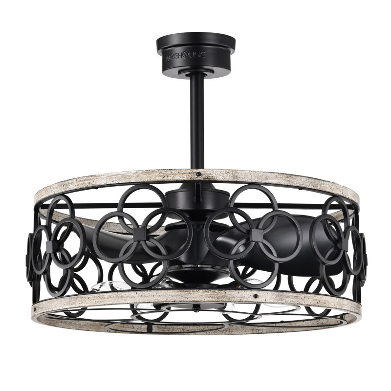 Ventilateur de plafond noir mat avec télécommande Luo