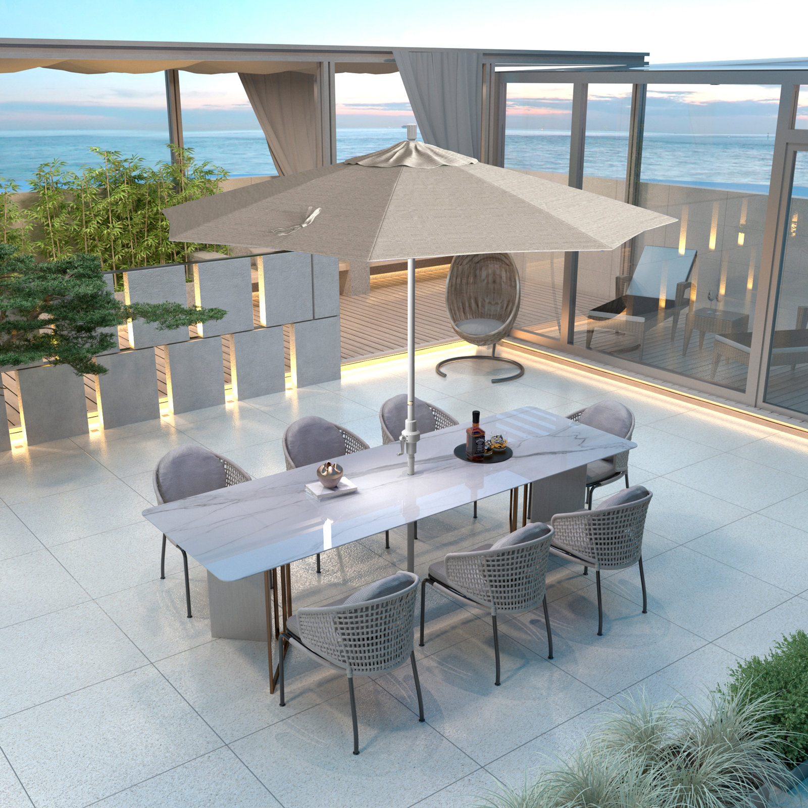 Calline 108'' Outdoor Umbrella, Woven Granite Performance