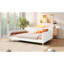 Grand lit de jour rembourré beige, 4 pieds de soutien, revêtement en lin et, sans sommier tapissier, en lin, fonctionnel pour la nuit, requis