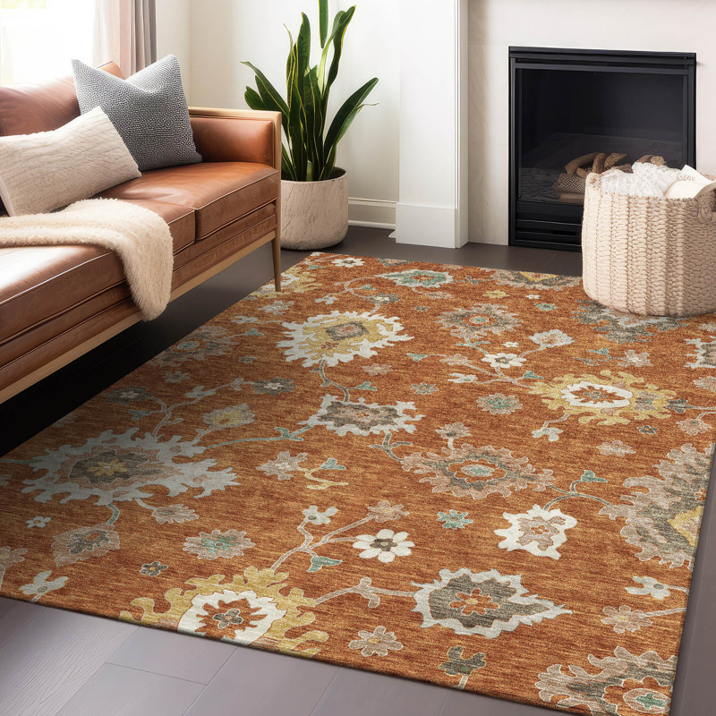 Premium Machine Washable Prisco Paprika Rug, Rectangle 2'6" x 3'10"