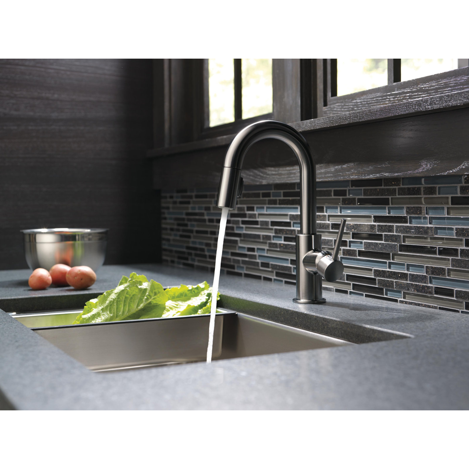 Trinsic Pull-Down Bar Faucet, Black Stainless