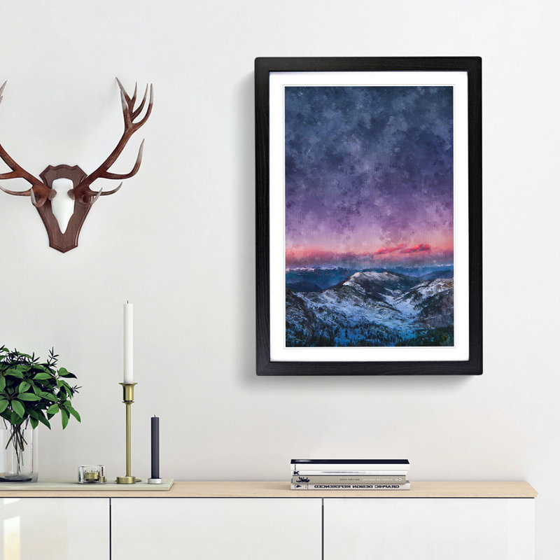Mountain Peaks in the Dolomites Italy - Picture Frame Painting Print, 33cm H x 24cm W x 2cm D, Black Framed