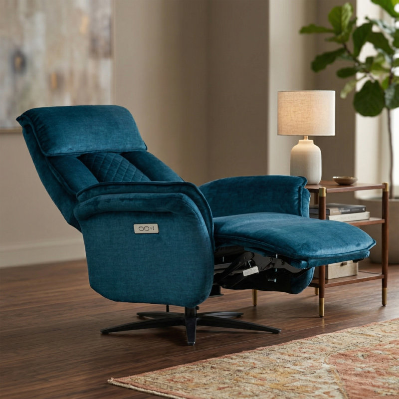 Alshawn Swivel Recliner, Ocean Blue