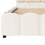 Structure de lit simple en velours avec tête de lit haute, support à lattes en bois, aucun sommier requis, assemblage facile, beige-133673712-133673713