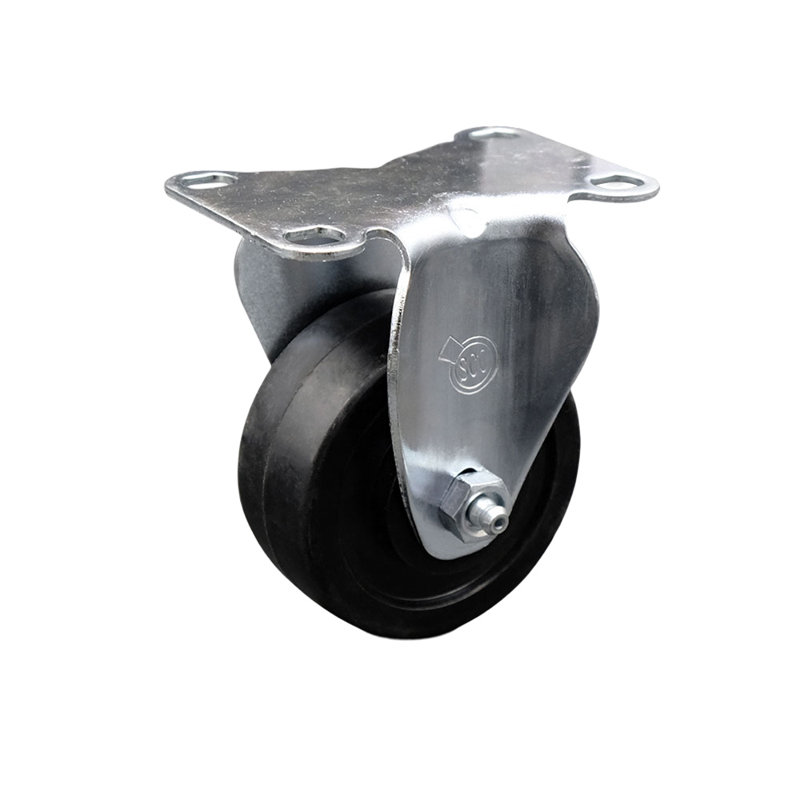 Rubber Rigid Top Plate Caster, 3.5" H x 3.5" W x 3.5" D