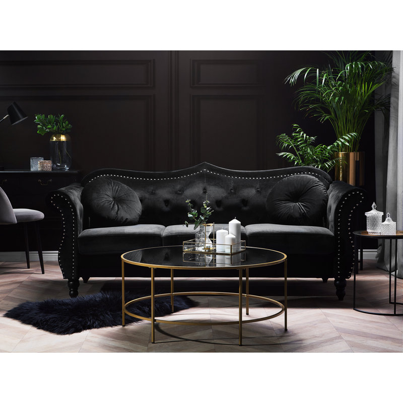 3 Seater Velvet Sofa, Black