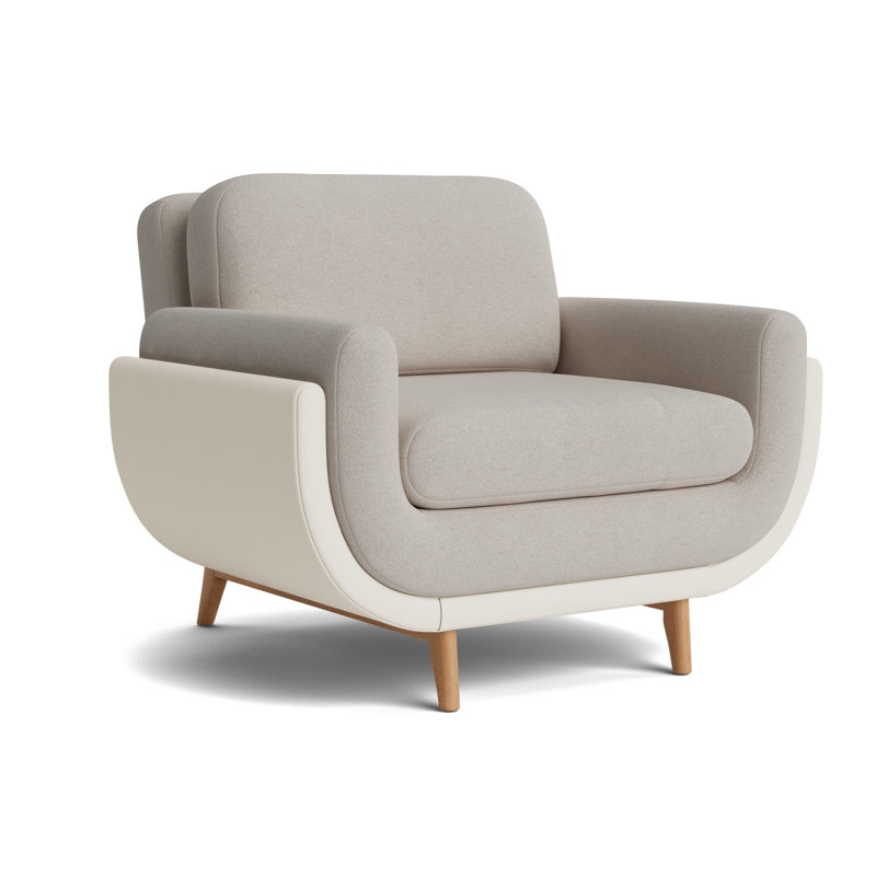 Regatta Chair, Boucle - Dove Gray/Greenwich Leather - Cream, Natural
