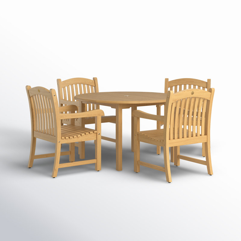 Analiah 5 Piece Teak Dining Set