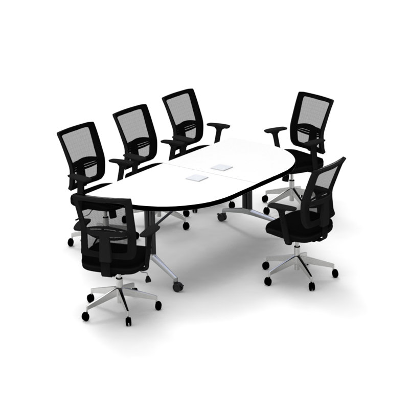Ensemble de table rectangulaire modulaire à roulettes avec chaises roulantes et panneau de modestie L 72 po