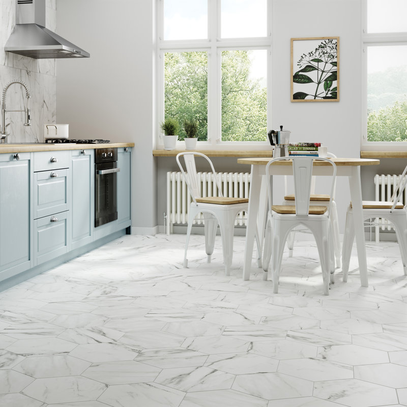 BioTech 11" x 13" Porcelain Marble Look Wall & Floor Tile