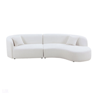 Luxury Modern Style Living Room Upholstery Curved Sofa with Chaise 2-Piece Set, Right Hand Facing Sectional, Boucle Fabric, White, Sectional by Latitude Run