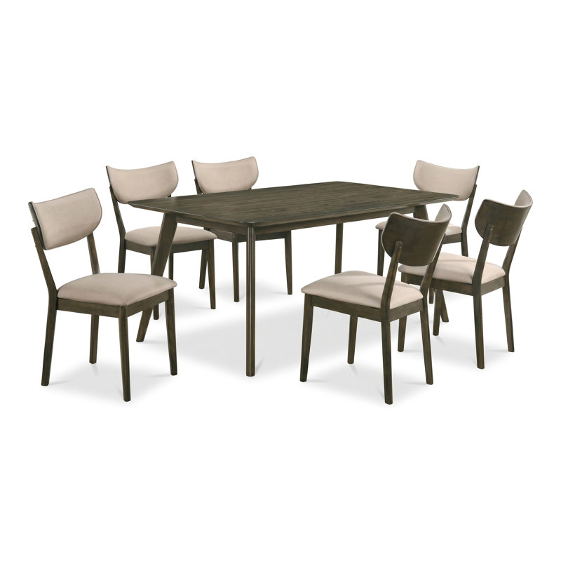 Ariana 7-Piece Rectangular Dining Table Set, 7 Pieces: Table, 6 Chairs