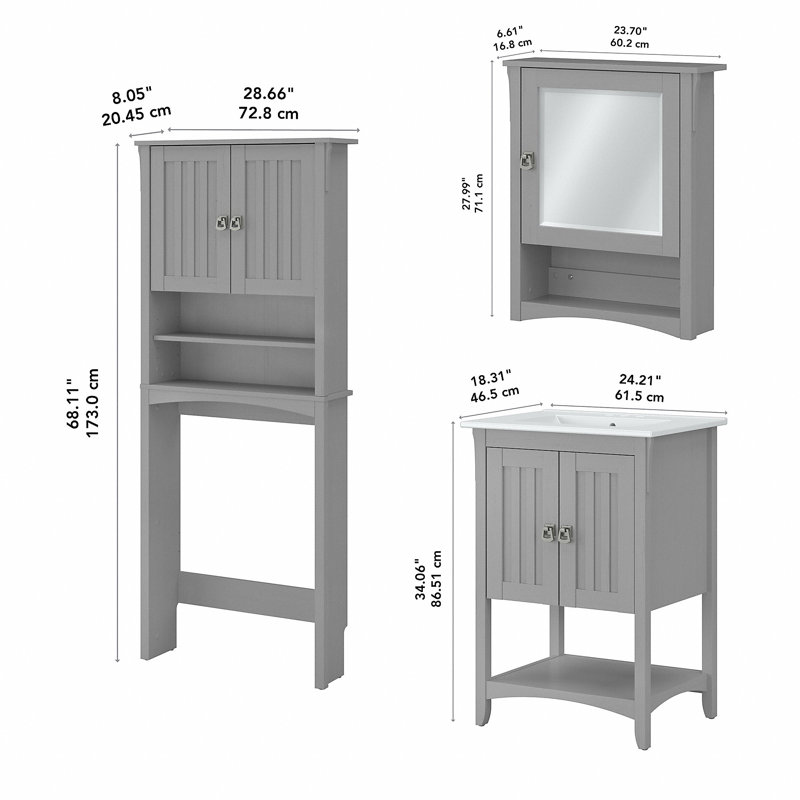 Ensemble de meuble-lavabo simple avec miroir 