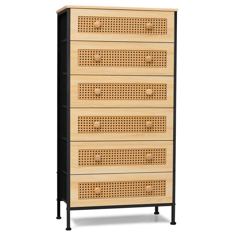 Commode 6 tiroirs, naturel, Naturel