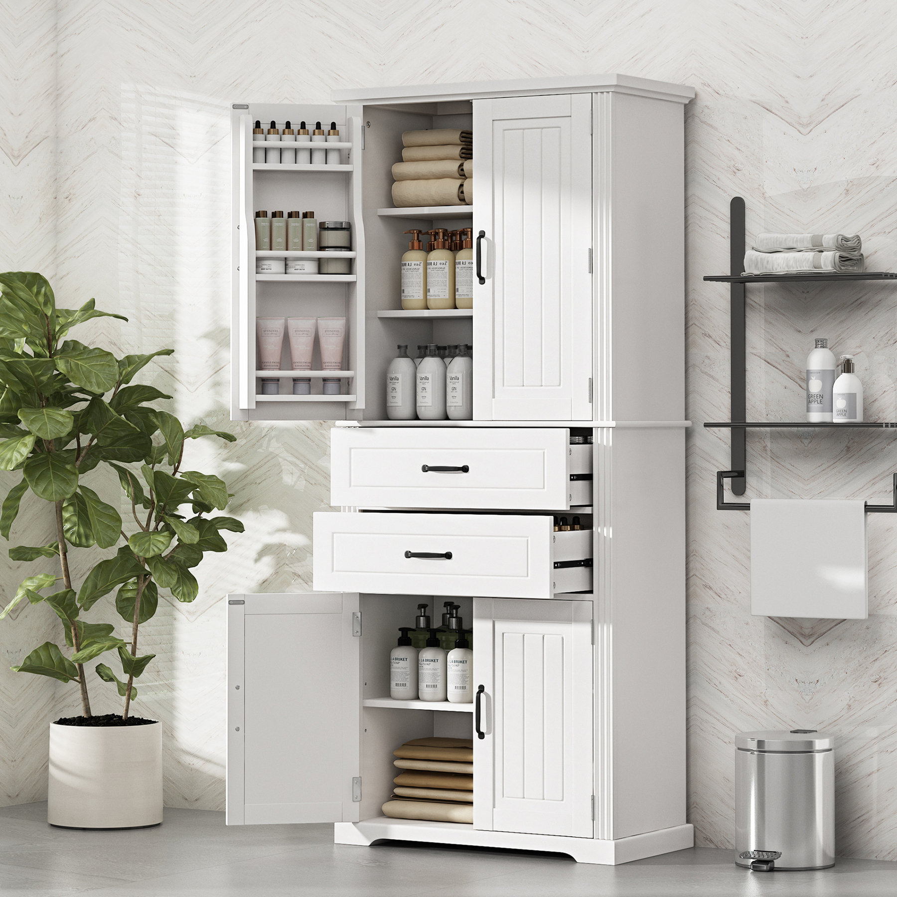 August Grove Storage Cabinet with Multi-Functional Storage Space, Doors ...