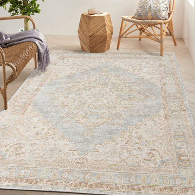 4' X 6' Grey Medallion Power Loom Area Rug